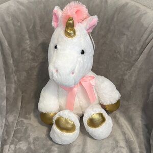 Adorable Unicorn Plush Toy - White and Gold